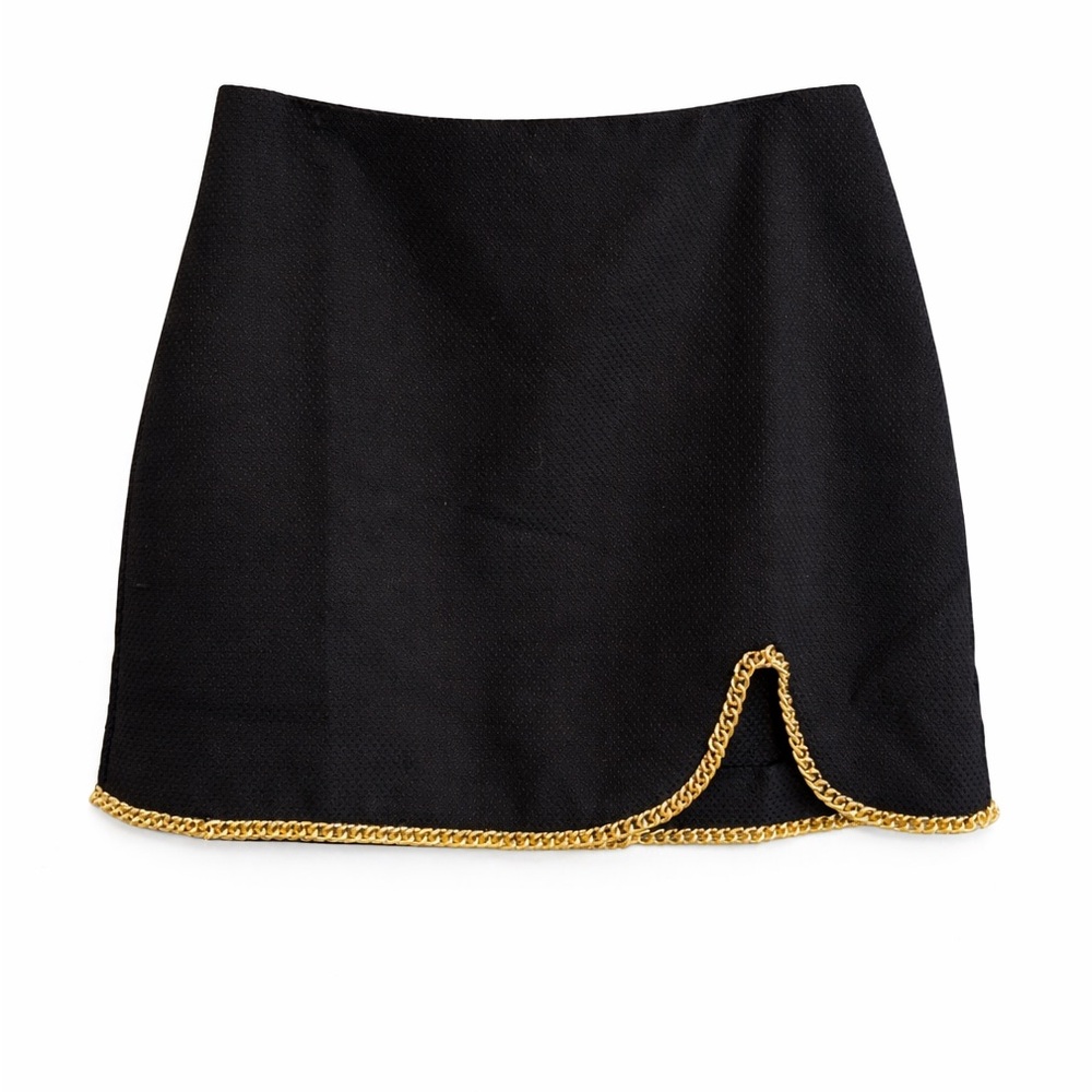 NWT Line and Dot Wild Black & Gold Chain Skirt